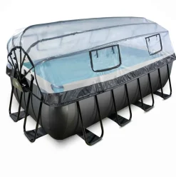 Piscine hors sol grise 400x200x122cm + dôme, pompe à chaleur EXIT
