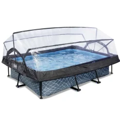 Piscine hors sol grise 300x200x65 cm + dôme et pompe filtrante EXIT