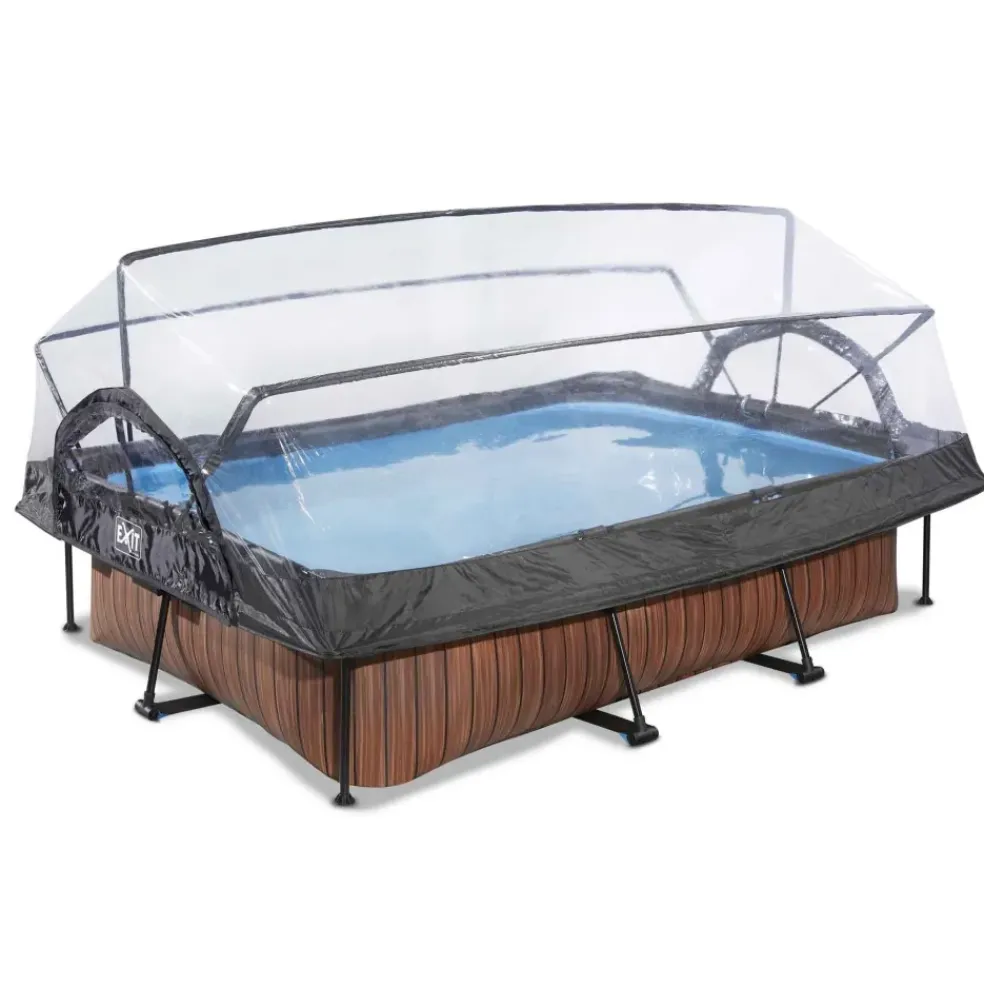 Piscine hors sol grise 300x200x65 cm + dôme et pompe filtrante EXIT