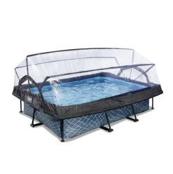 Piscine hors sol grise 220x150x65cm + dôme et pompe filtrante EXIT