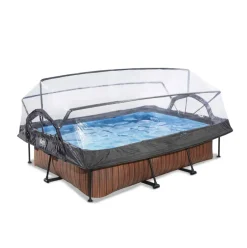 Piscine hors sol grise 220x150x65cm + dôme et pompe filtrante EXIT