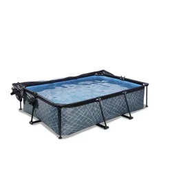 Piscine hors sol grise 220x150x65cm + dôme et pompe filtrante EXIT