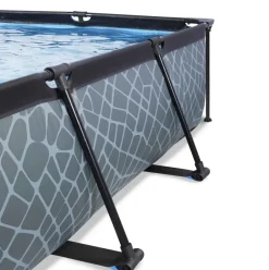 Piscine hors sol grise 220x150x65cm + dôme et pompe filtrante EXIT