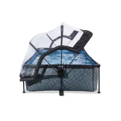 Piscine hors sol grise 220x150x65cm + dôme et pompe filtrante EXIT