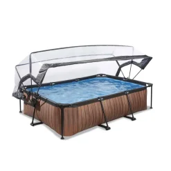 Piscine hors sol grise 220x150x65cm + dôme et pompe filtrante EXIT