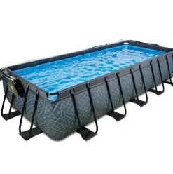 Piscine hors sol grise 540x250x100 cm + dôme et pompe à chaleur EXIT