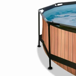 Piscine hors sol ronde grise 244x76cm + dôme et pompe filtrante EXIT