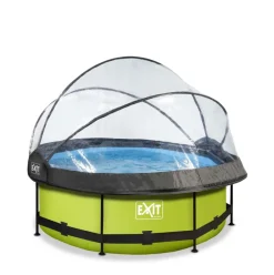 Piscine hors sol ronde grise 244x76cm + dôme et pompe filtrante EXIT