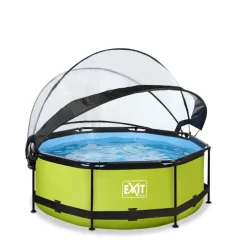 Piscine hors sol ronde grise 244x76cm + dôme et pompe filtrante EXIT