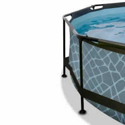 Piscine hors sol ronde grise 244x76cm + dôme et pompe filtrante EXIT