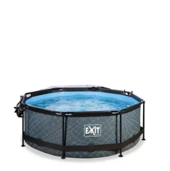 Piscine hors sol ronde grise 244x76cm + dôme et pompe filtrante EXIT