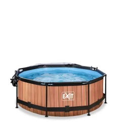 Piscine hors sol ronde grise 244x76cm + dôme et pompe filtrante EXIT
