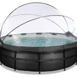 Piscine hors sol ronde grise 450x122cm + dôme et pompe à chaleur EXIT