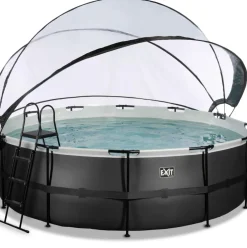 Piscine hors sol ronde grise 450x122cm + dôme et pompe à chaleur EXIT