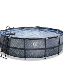 Piscine hors sol ronde grise 450x122cm + dôme et pompe à chaleur EXIT