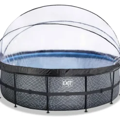 Piscine hors sol ronde grise 450x122cm + dôme et pompe à chaleur EXIT