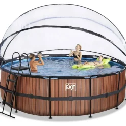 Piscine hors sol ronde grise 450x122cm + dôme et pompe à chaleur EXIT