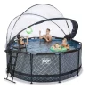 Piscine hors sol ronde grise 360x122 cm + dôme et pompe à chaleur EXIT