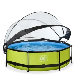 Piscine hors sol ronde grise 300x76 cm + dôme et pompe filtrante EXIT