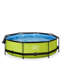 Piscine hors sol ronde grise 300x76 cm + dôme et pompe filtrante EXIT