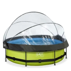 Piscine hors sol ronde grise 300x76 cm + dôme et pompe filtrante EXIT