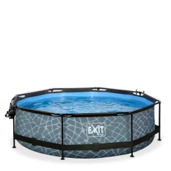 Piscine hors sol ronde grise 300x76 cm + dôme et pompe filtrante EXIT