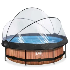 Piscine hors sol ronde grise 300x76 cm + dôme et pompe filtrante EXIT