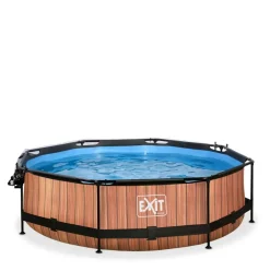 Piscine hors sol ronde grise 300x76 cm + dôme et pompe filtrante EXIT