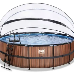Piscine hors sol ronde grise 488x122cm + dôme et pompe à chaleur EXIT