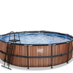 Piscine hors sol ronde grise 488x122cm + dôme et pompe à chaleur EXIT