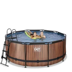 Piscine hors sol ronde grise 360 x 122 cm avec pompe filtrante EXIT
