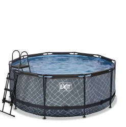 Piscine hors sol ronde grise 360 x 122 cm avec pompe filtrante EXIT