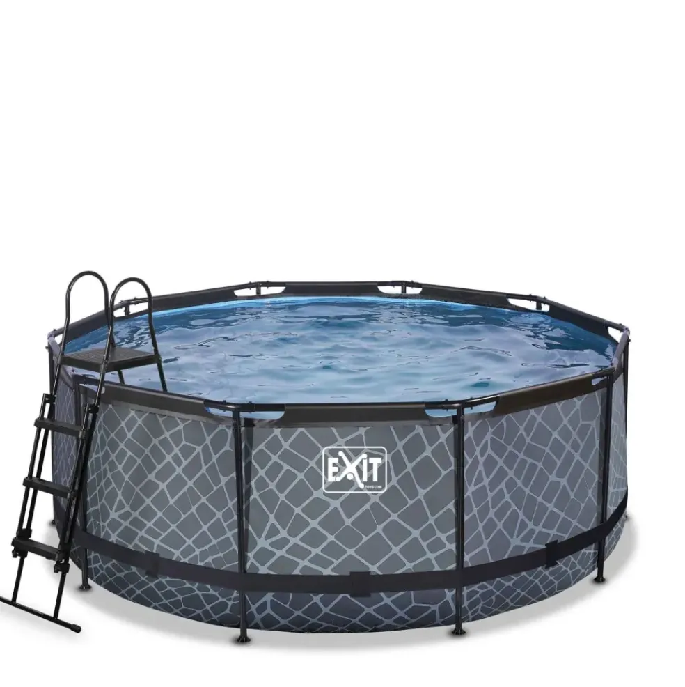 Piscine hors sol ronde grise 360 x 122 cm avec pompe filtrante EXIT
