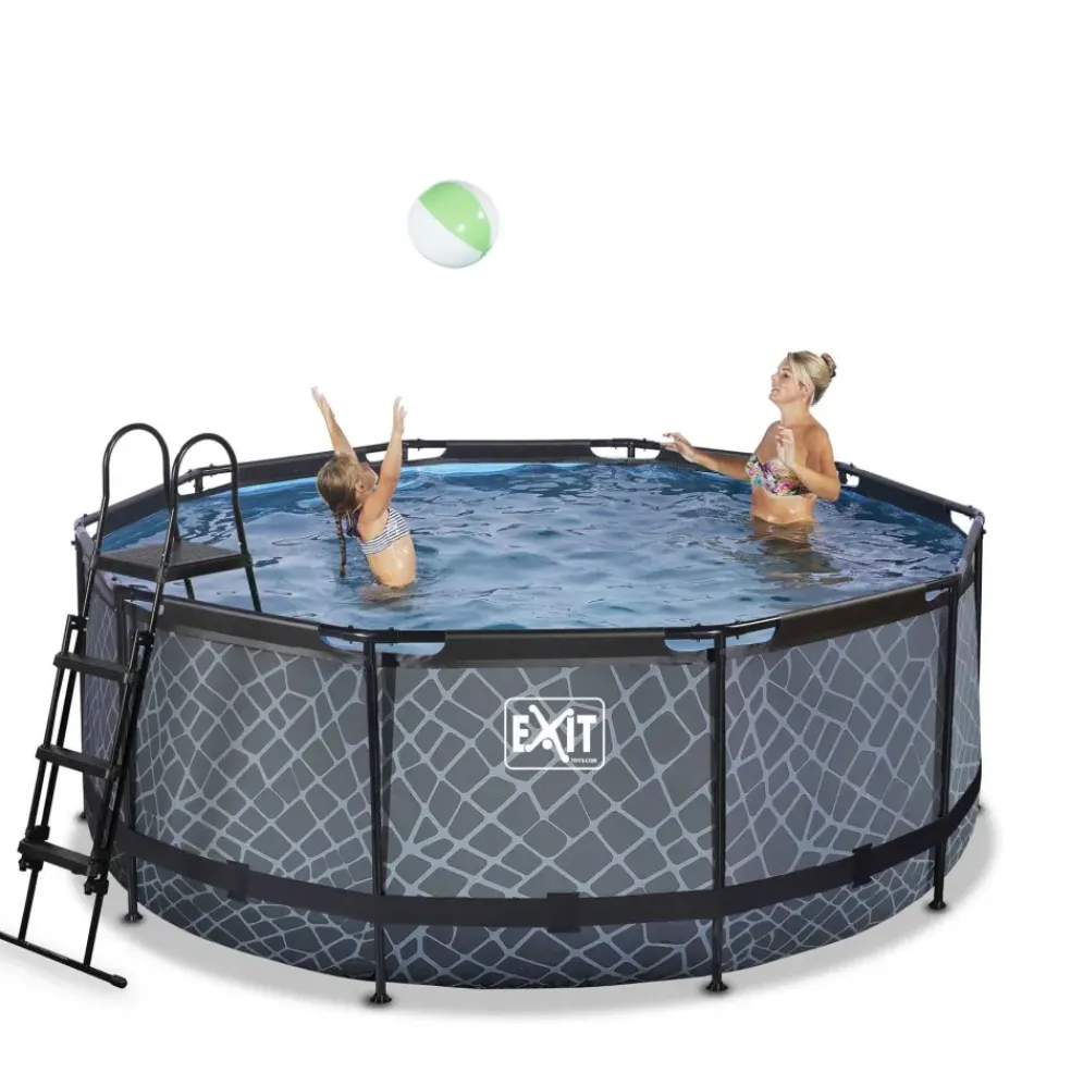 Piscine hors sol ronde grise 360 x 122 cm avec pompe filtrante EXIT