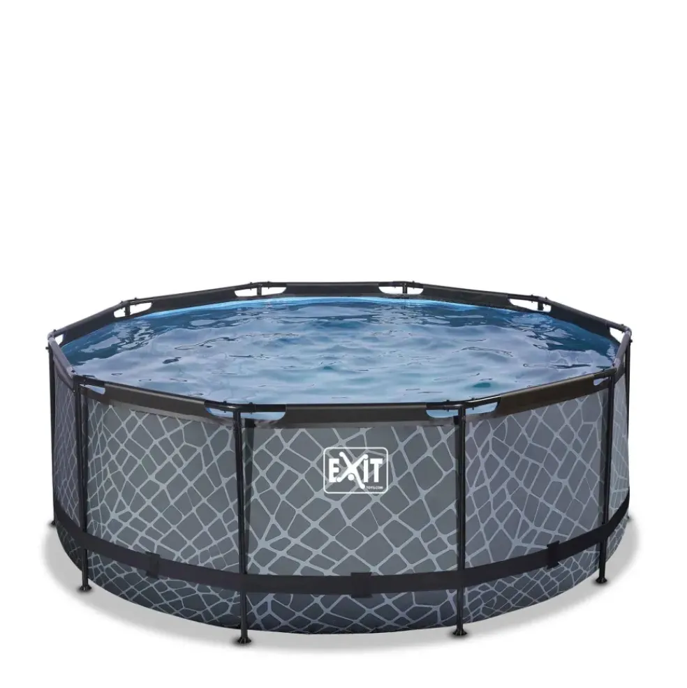 Piscine hors sol ronde grise 360 x 122 cm avec pompe filtrante EXIT