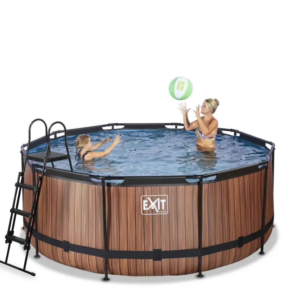 Piscine hors sol ronde grise 360 x 122 cm avec pompe filtrante EXIT