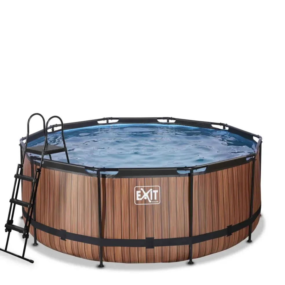 Piscine hors sol ronde grise 360 x 122 cm avec pompe filtrante EXIT