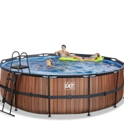 Piscine hors sol ronde grise 450x122cm avec pompe filtrante sable EXIT