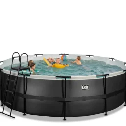 Piscine hors sol ronde grise 450x122cm avec pompe filtrante sable EXIT