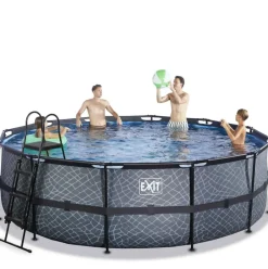 Piscine hors sol ronde grise 450x122cm avec pompe filtrante sable EXIT