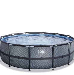 Piscine hors sol ronde grise 450x122cm avec pompe filtrante sable EXIT