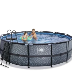 Piscine hors sol ronde grise 450x122cm avec pompe filtrante sable EXIT
