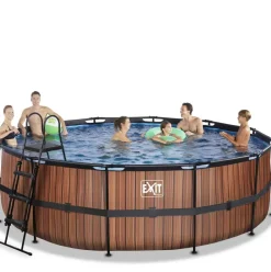 Piscine hors sol ronde grise 450x122cm avec pompe filtrante sable EXIT