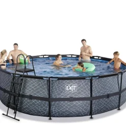 Piscine hors sol ronde grise 488x122cm avec pompe filtrante sable EXIT
