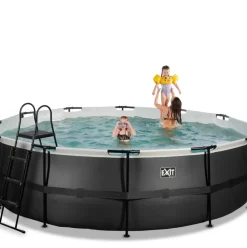 Piscine hors sol ronde grise 488x122cm avec pompe filtrante sable EXIT