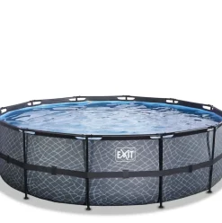 Piscine hors sol ronde grise 488x122cm avec pompe filtrante sable EXIT