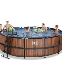 Piscine hors sol ronde grise 488x122cm avec pompe filtrante sable EXIT