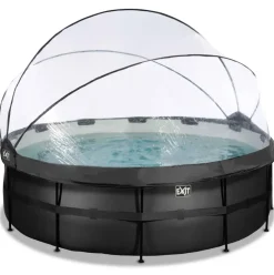 Piscine hors sol ronde grise 427x122cm + dôme et pompe à chaleur EXIT