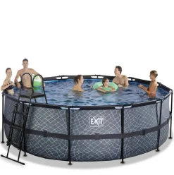 Piscine hors sol ronde grise 427x122cm +pompe filtrante sable EXIT