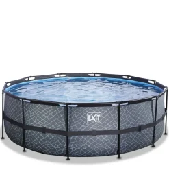 Piscine hors sol ronde grise 427x122cm +pompe filtrante sable EXIT